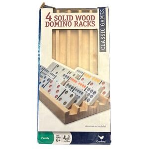 4 Solid Wood Domino Racks 5 Tier Tile Holders Classic Games 95981 Natural